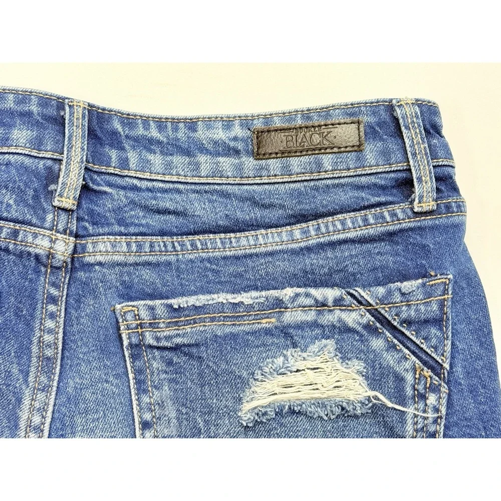 Buckle Black Fit No. 53 Stretch Jean Shorts Mid‎ Rise Light Distressed Denim 26